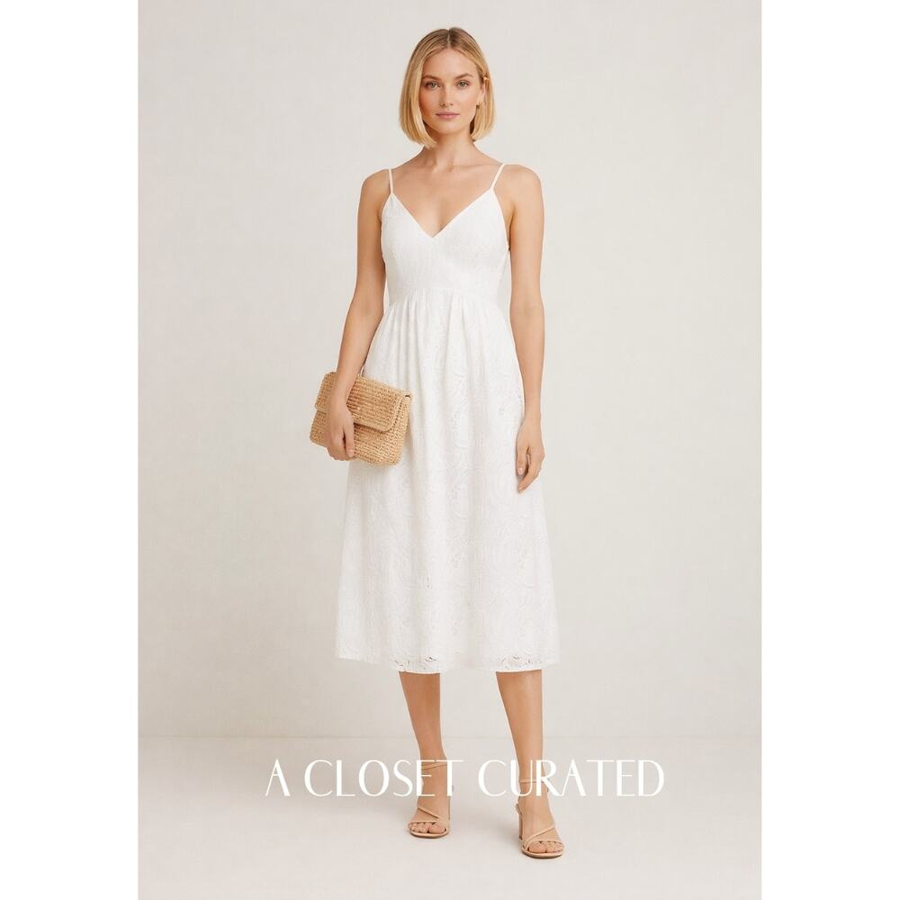 Roseanna Rythme Byron Cotton Lace Midi Dress Medium White NWT